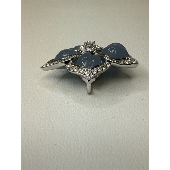 Nolan Miller Crystal French Blue Flower Slide Pendant Enhancer Silver Tone Vtg - Picture 4 of 7